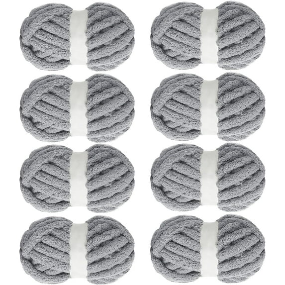 8Pcs/Set Chunky Yarn for Crocheting, Fluffy Jumbo Chenille Yarn, Soft Plush Yarn Bulky, Giant Thick Fuzzy Yarn for Hand Knitting or Arm Knitting (31.7 yds,8 oz Each Skein)