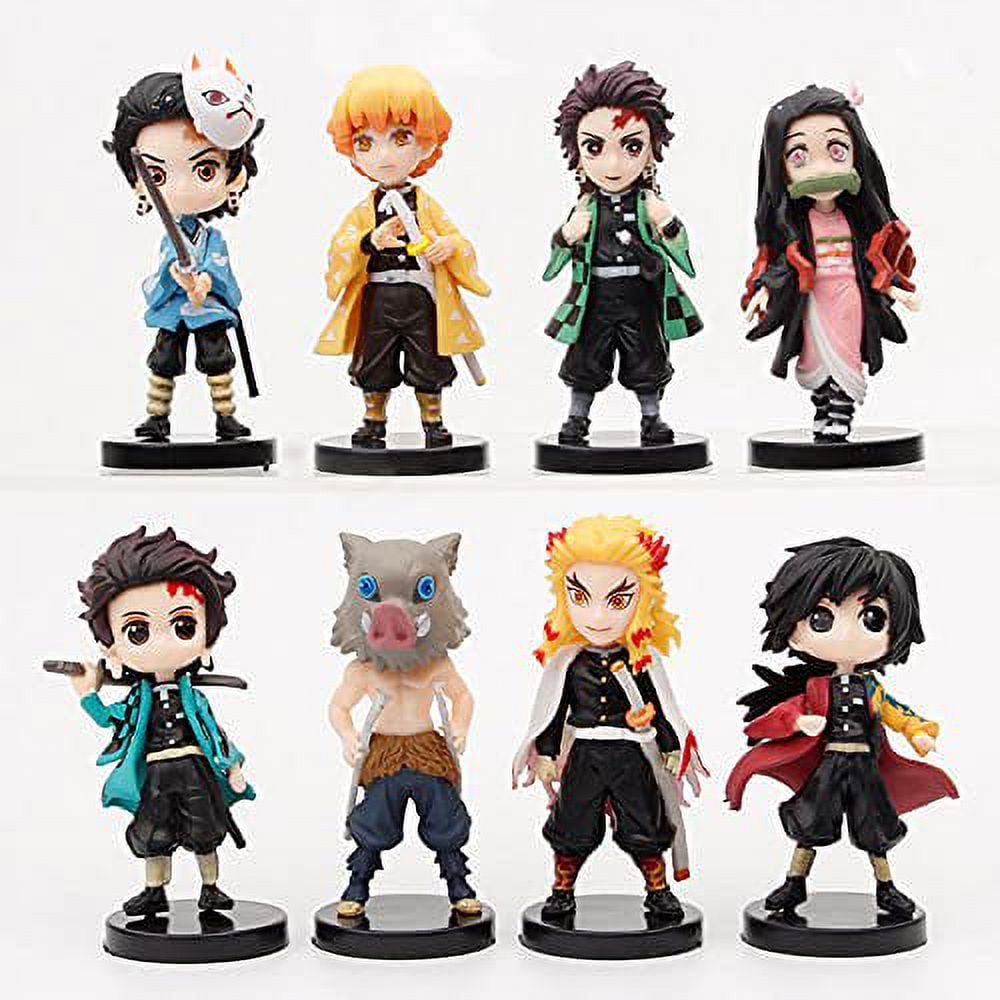 8Pcs Set Demon Slayer Action figure Cake Topper - 2.7inch Demon Slayer  Figure Statue Anime Collection Figurine Doll Toys Theme Party Supplies 