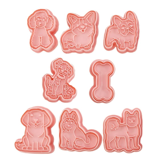 8Pcs/Set Dog Pattern Cookie Cutters Washable PP Bread Baking Cookie Mould Stencils for Kitchen Black PP