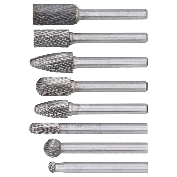 8Pcs/Set Double Cut Rotate Burrs YG8 Alloy Die Grinder Bits for Tool Making Engineering