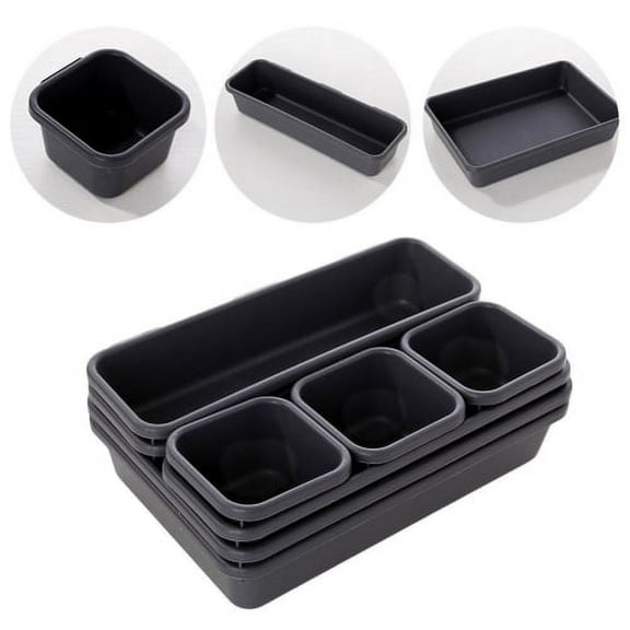 8Pcs/Set Interlocking Drawer Organizer Tray Desk Drawer Organizer Office Drawer Dividers Storage Bins for Kitchen Bathroom Office 3 Different Sizes