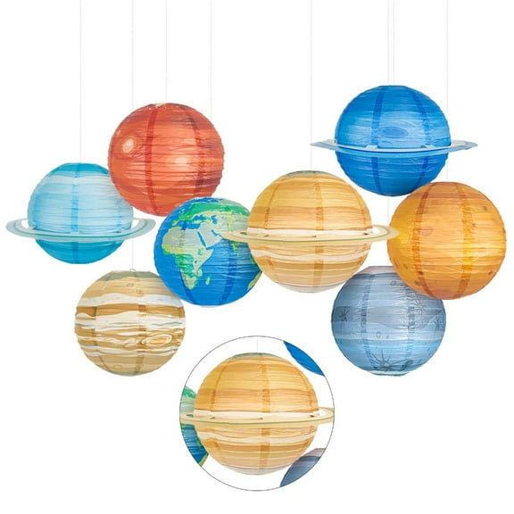 8Pcs/Set Paper Planet Decors Unique Space Theme Birthday Parties Decors