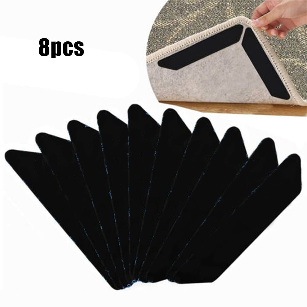 Lot De 8 Stop Tapis Triangulaires - Antidérapants Lavables - Pour Coins De Tapis - Évite Glissement Et Curling