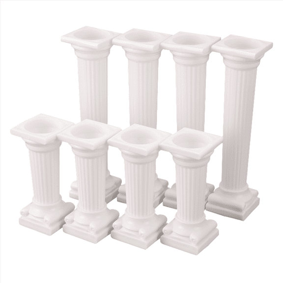 8Pcs/Set White Small+Large Plastic Cake Pillars,Wedding Cake Pillars Stand,Fondant Cake Support Mold Valentine's Day Wedding Birthday Cake Decoration Tools