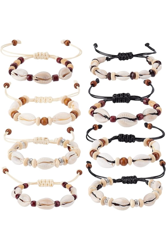 8Pcs Shell Ankle Bracelets 8 Styles Adjustable Natural Seashells Ankle Jewelry Hawaiian Beach Seashell Bracelet Boho Shell Foot Chain for Women Mixed Color