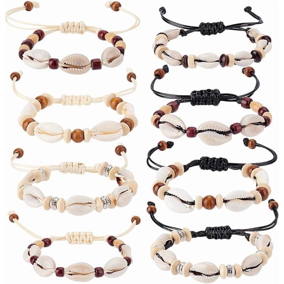 8Pcs Shell Ankle Bracelets 8 Styles Adjustable Natural Seashells Ankle Jewelry Hawaiian Beach Seashell Bracelet Boho Shell Foot Chain for Women Mixed Color
