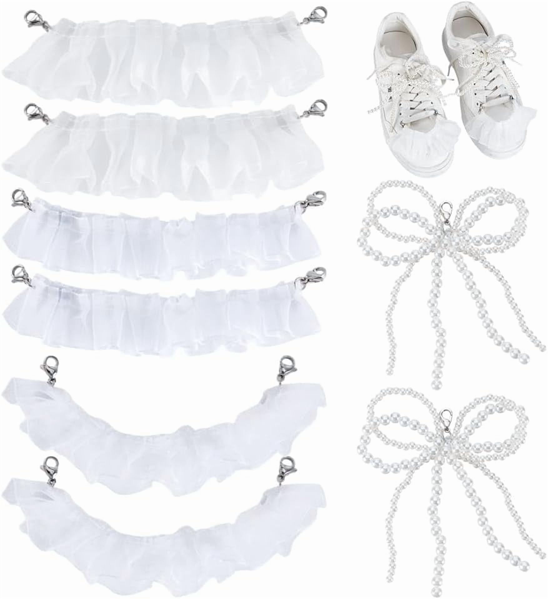 Shoe String Chain 8Pcs Shoe Charms for Sneakers Frilly Shoelaces Decorations Pearls ...