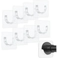 thumbnail image 1 of 8Pcs Shower Rod Holder Tension Curtain Bracket Sticky Rod No Drilling Retainer Clear Rod Hooks Heavy Duty Wall Hold Tool Liners Support Mount Sticker for Wardrobe Bathroom, 1 of 5