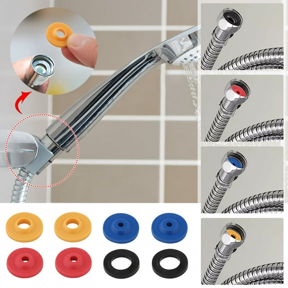 8Pcs Shower Stream Restrictor Set, Silicone Shower Head Stream Reducer Limiter in 4 Specifications, Water Saving Shower Insert Gasket for Handheld and Fixed Shower Hoses