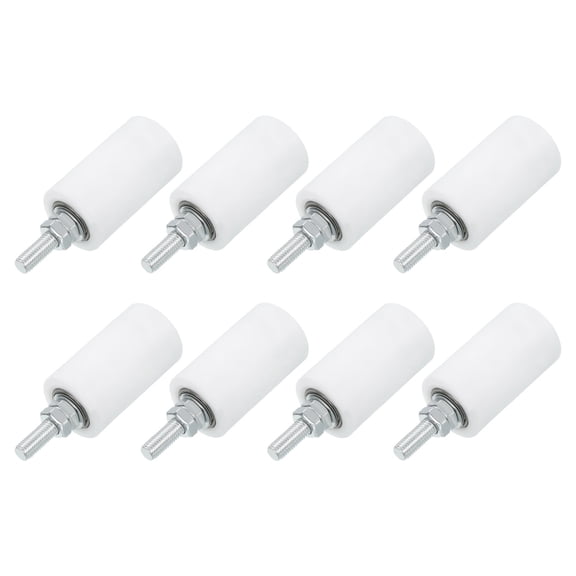 8Pcs Slide Gate Guide Roller, 2.7" Nylon Rollers Gate Support Assembly, White