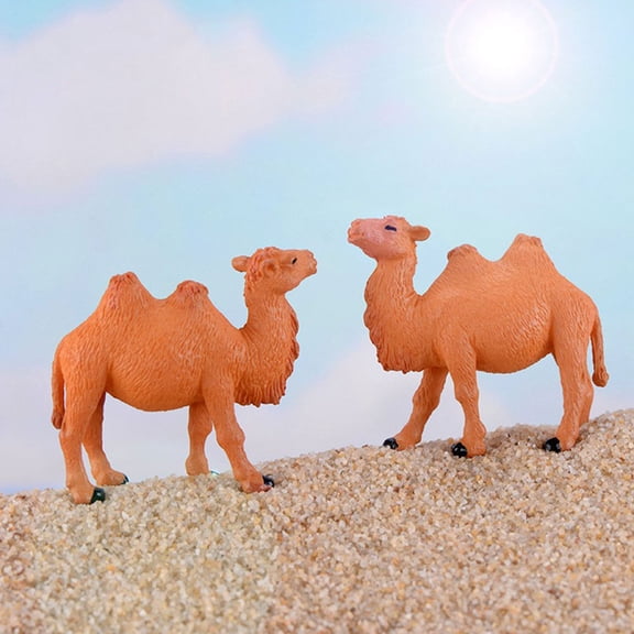 8Pcs Smooth Plastic Camel Figurines Orange for Decorative Desktop and Garden Use