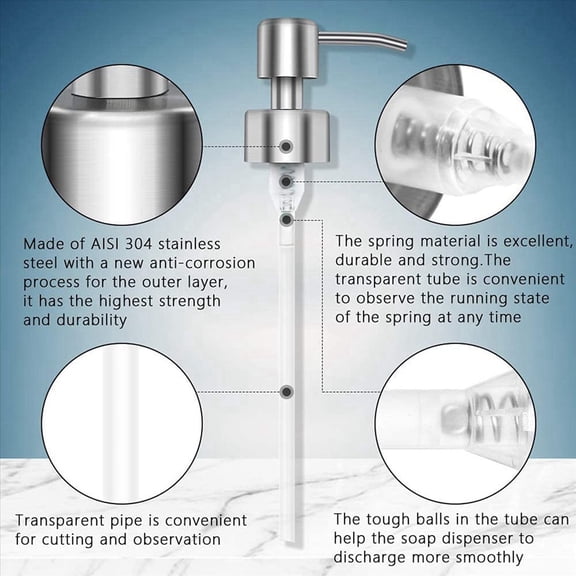 8Pcs Soap Dispenser Pump Replacement Stainless Steel Lotion Dispenser Pump for Regular 28/400 Neck Bottles for Bathroom