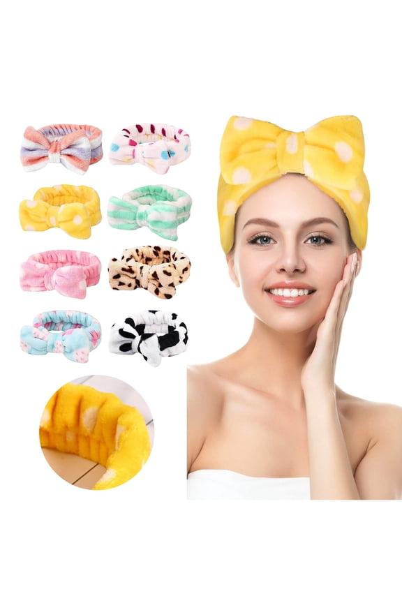 8Pcs Soft Bow Headband Set for Women for Facial Care Makeup Application and Shower Use Cute Design for Comfortable Use in Bathing 8PCS