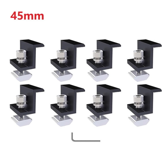 8Pcs Solar Module Brackets End Clamps Solar Panel Attachment with M8 Slot Wrench