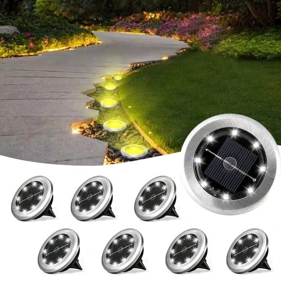 8Pcs Solar-Powered 8 LEDS Ground Lights Waterproof Outdoor For Villa Park Yard Driveway Landscape Sun Lamp In-Ground Lighting