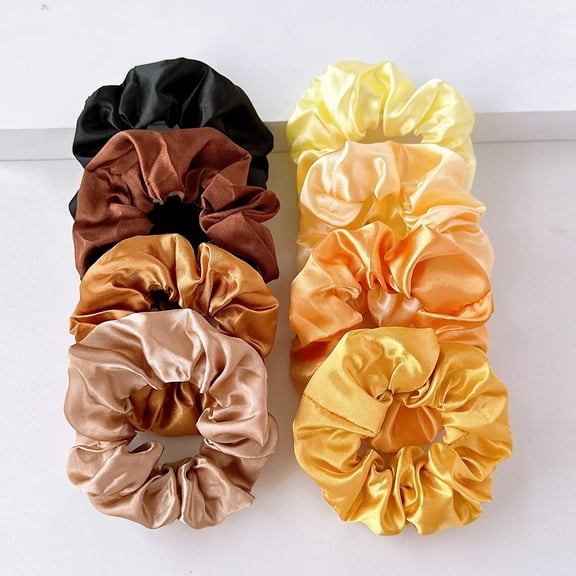 8Pcs Solid Color Imitation Silk Stain Hair Accessory Suitable for Dance and Casual Attire