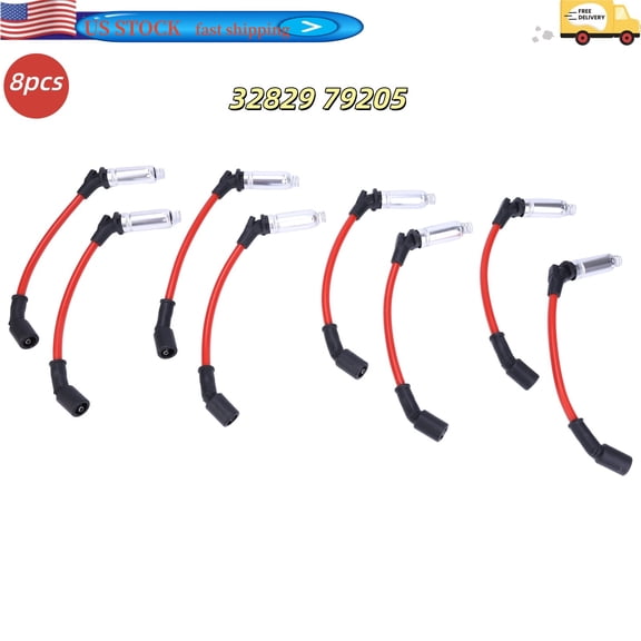 8Pcs Spark Plug Ignition Lead Wire Set Compatible for LS1 Vortec GM LS LT LSX LQ9 Pickup SUV Replaces 32829 79205