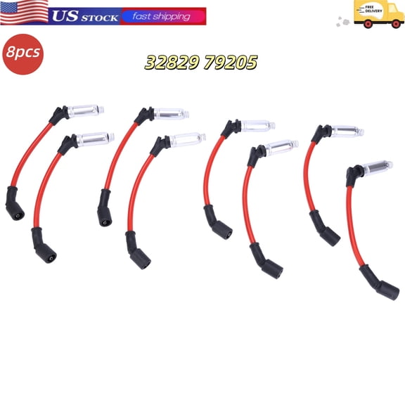 8Pcs Spark Plug Ignition Lead Wire Set Compatible for LS1 Vortec GM LS LT LSX LQ9 Pickup SUV Replaces 32829 79205