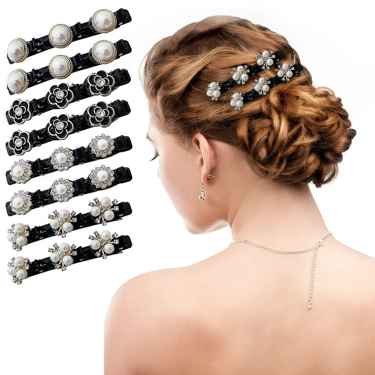  Braided Hair Clips for Women Girls, Sparkling Crystal