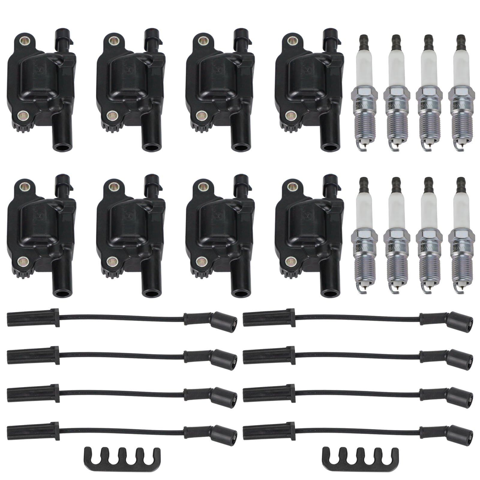 8Pcs Square Ignition Coil+Spark Plug+Wires 12611424 for Silverado 1500 Tahoe GMC