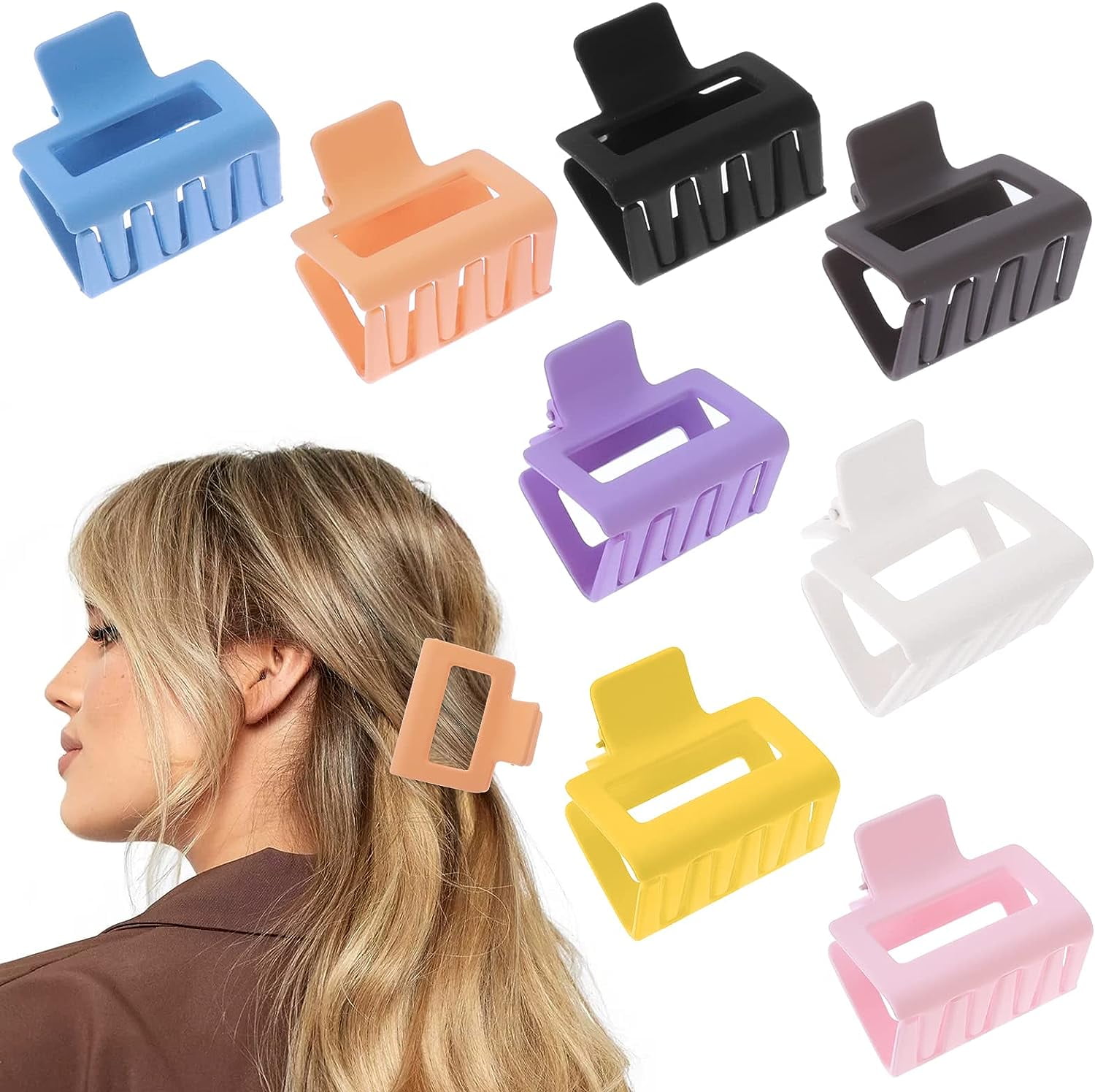 8Pcs Square Medium Claw Clips 2'' Hair Claw Clips for Fine Hair Strong