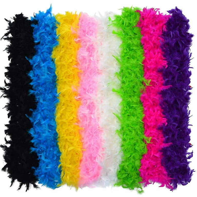 Hibalala 8pcs Ssorted Colors Feather Boas, Women Girls Dress Up Boa, Mardi Gras Boa Costume Party ccessory, Women's, Size: One Size