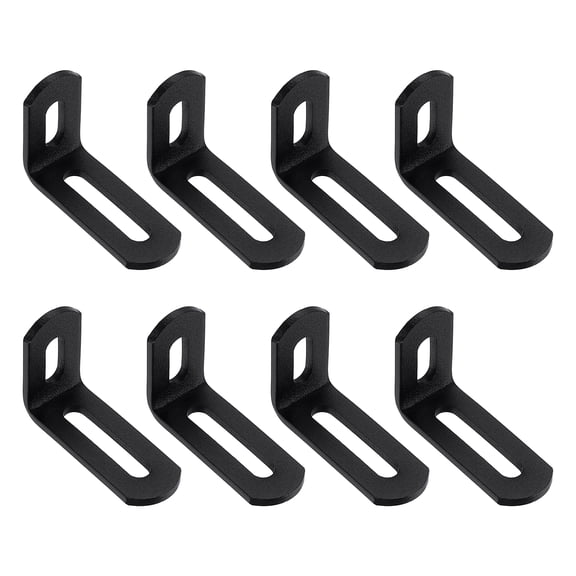 8Pcs Stainless Steel Adjustable Slotted l Brackets, 2"x0.7"x1.2" 50x19x30mm Metal Right Angle Corner Brace Brackets for Shelf Support, Fix Wood Furniture, Black