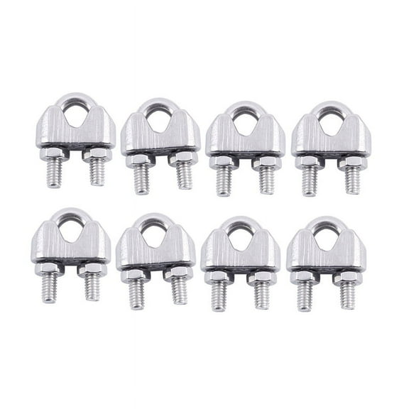 8Pcs Stainless Steel Cable Clip Saddle Clamp for 5/32 Inch 4mm Wire Ropes,8 x Wire Rope Clip,Silver