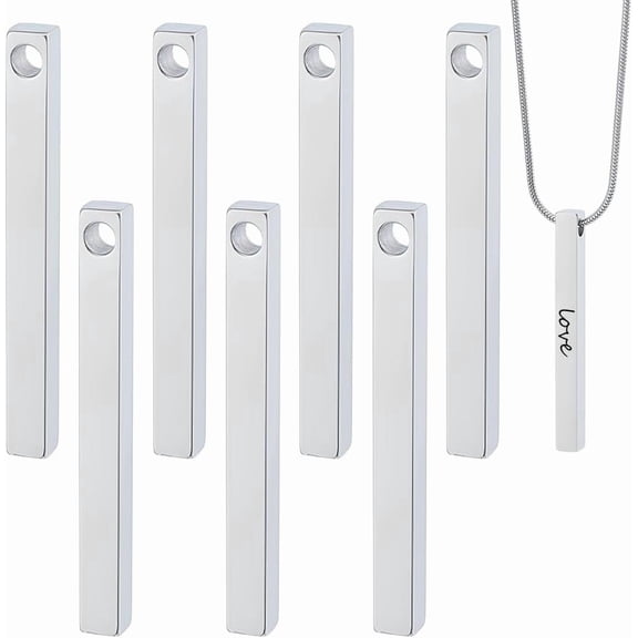 8Pcs Stainless Steel Engraving Bar Silver Solid Stamping Blanks Bar Bar Pendant for Necklace and ID Name Tags Making Metal Engraving Blanks for Birthday and Wedding Gifts 50x5x5mm