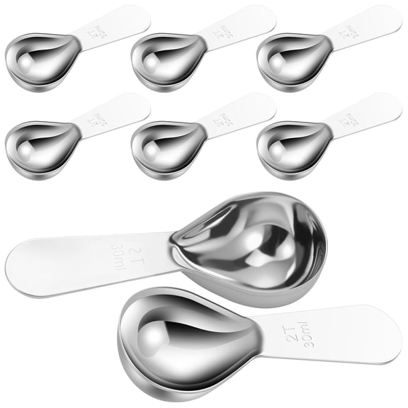 8Pcs Stainless Steel Ground Coffee Measure Scoops With Clear Scale Rust Proof Short Handle Tea Measuring Spoons for Spices Flour Sugar