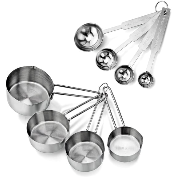 8Pcs Stainless Steel Measuring Cups Set, Nesting Measuring Cups with Easy to Read, Perfect for Dry and Liquid Ingredients, Kitchen Accessories, Dishwasher Safe