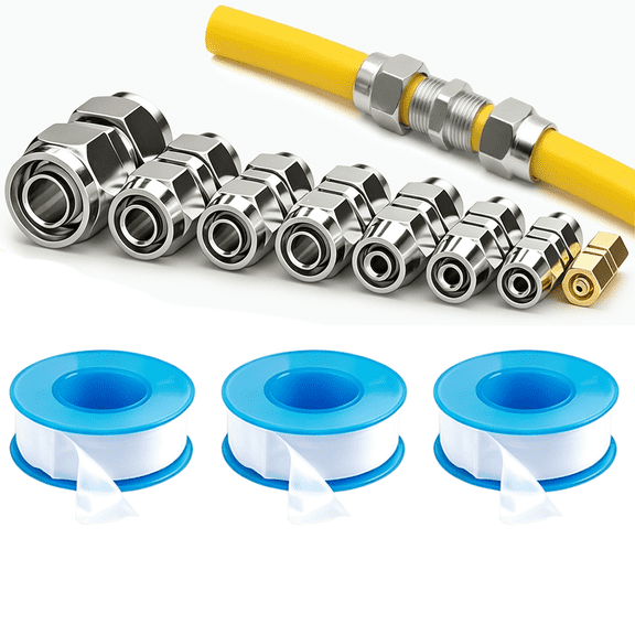 8Pcs Straight Air Line Fittings Set, Stainless Steel Push in Pneumatic Connectors for Truck RV