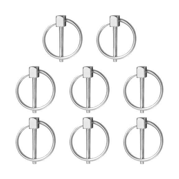 8Pcs Stainless Steel Round Safety Pins Heavy Duty Lynches Pin with Rings Fasteners Retaining Clips Rustproof Hardware