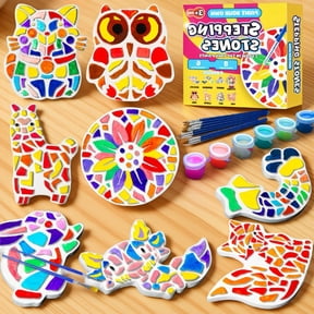 8Pcs Stepping Stones Painting Kit for , DIY Plaster Garden Stones Arts and Crafts Set for Girls 4-12
