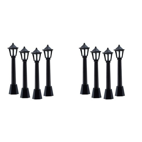 8Pcs Street Post Railway Lamp Post Miniature Village Pathway Lantern Post for DIY