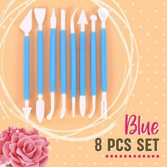 8Pcs Styling Tools,Sugar Flower Carving Pen Cake Biscuit Modeling Decoration Tool Blue,Combination Tool for Sugar Flower Carving, Sugar Cake Decoration and Carving