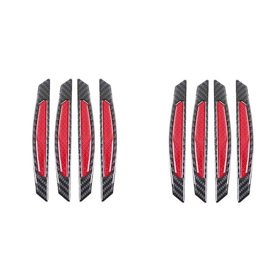 8Pcs Super Red Reflective Stickers Strips Side Door Edge Bumper Anti-Scratch Protection Guards Trim Stickers Universal
