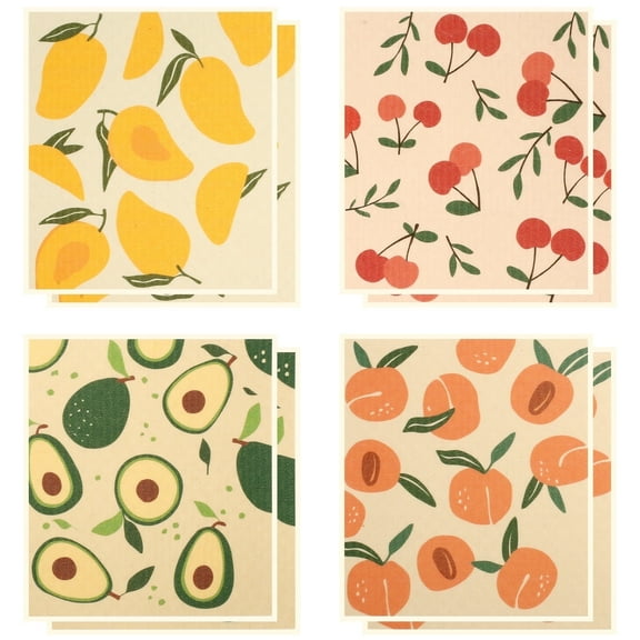 Xiyztok 8Pcs Swedish Dishcloths Super Absorbent Cellulose Sponge Paper Towels Reusable Kitchen Dishcloths Washable Soft Dish Towels for Washing Dishes