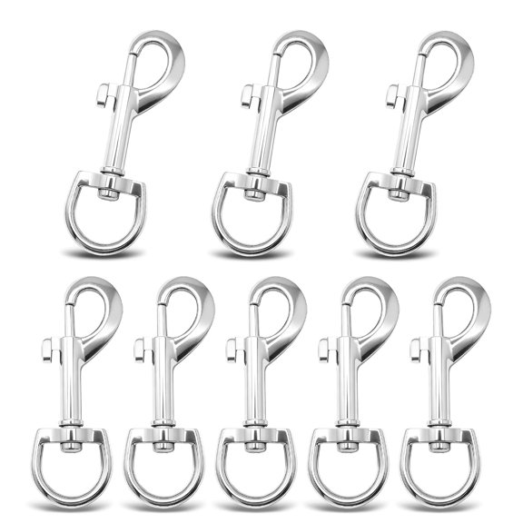 8Pcs Swivel Snap Hooks Heavy Duty Eye Bolt Hook - 3.5 Inch, Metal Dog Leash Clips Clasp Silver Flag Pole Clips Hook for Dog Pet Chain Flag Spring Rope