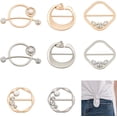 thumbnail image 1 of 8Pcs T-Shirt Clips for Women Silk Scarf Clasp Clip Round Clothes Clips Buckle Tie Rings with Pearl and Rhinestone Circle Clip Waist Buckle for DIY, 1 of 6