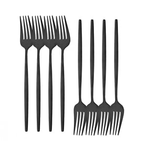 8Pcs Table Dinner Fork Stainless Steel Dessert Fork Tableware Forks Set Black Cutlery Dinnerware Kitchen Accessories