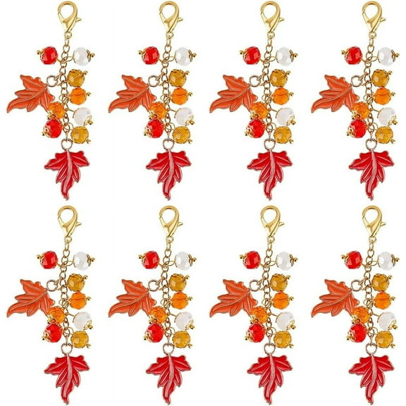 8Pcs Thanksgiving Book Marks Clip On Charms Maple Leaf Charm Zipper Pull Bookmark Book Tag Planner Charms Travelers Notebook Charm Bookmarks for Book Lovers Women Teacher Readers Gifts