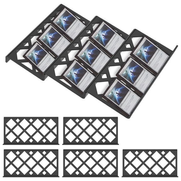 8Pcs Trading Card Display Riser Black Acrylic Modular Structure Risers Trading Card Rack for Sports Showcase Vendor Booth