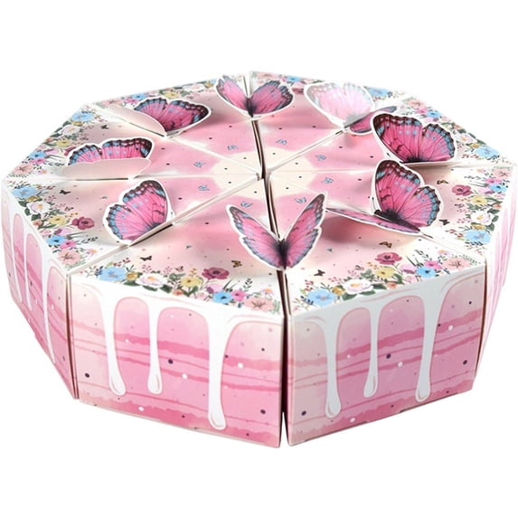 8Pcs Triangular Cake Shaped Paper Gift Box Cardboard Candy Dessert Packaging Boxes for Baby Shower Birthday Party