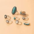 thumbnail image 1 of 8Pcs Turquoise Finger Rings Set Gothic Alloy Jewelry for Women Inner Diameter 18mm Colorful, 1 of 4