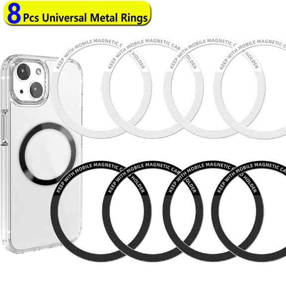 8Pcs Universal Metal Rings Compatible with Magsafe Magnetic Wireless Charger,Ultra-Thin(0.4mm) Metal Ring