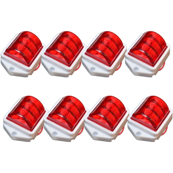 8Pcs Universal Side Marker 2x2 Inch Trailer RV Marker LED Light Red 24V Waterproof Design Ideal for RVs Campers Trucks, Vans, Caravans, and Boats - Side Marker Indicator and Auxiliary Lamp