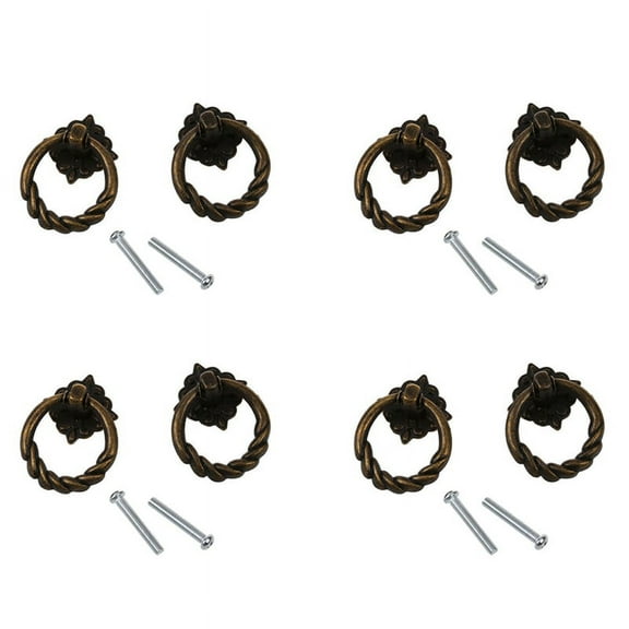 8Pcs Vintage Cabinet Drawer Dresser Cupboard Pull Handle Knob with Screws--Antique Brass