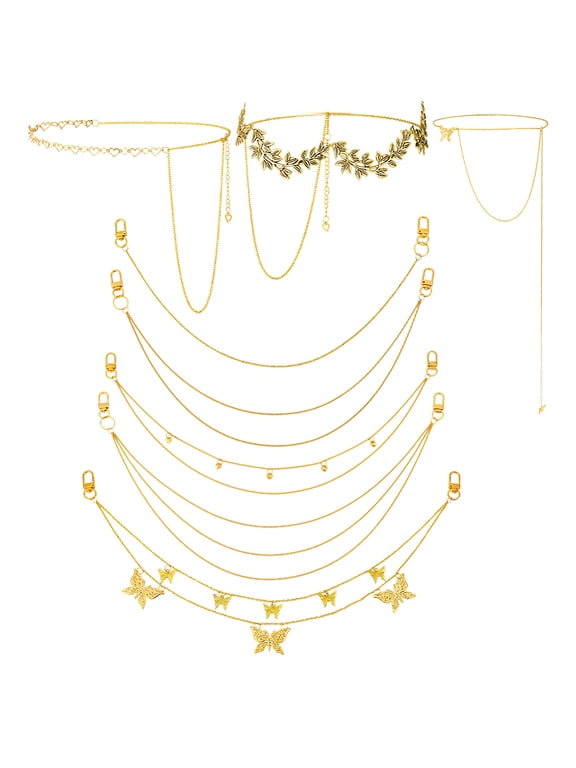 8Pcs Waist Chain Belt Jeans Pants Chain 8 Styles Punk Pocket Chains HipHop Wallet Chains Adjustable Women Long Belt Body Belly Jewelry