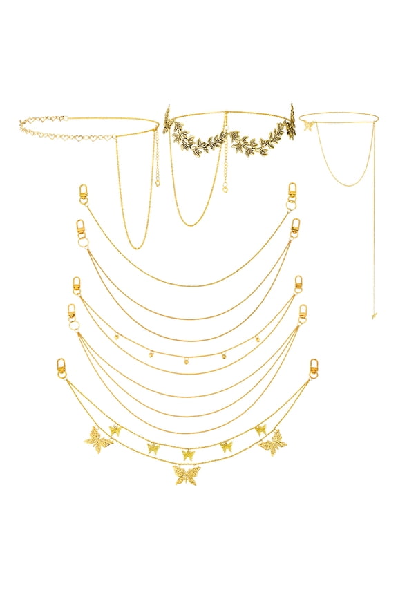 8Pcs Waist Chain Belt Jeans Pants Chain 8 Styles Punk Pocket Chains HipHop Wallet Chains Adjustable Women Long Belt Body Belly Jewelry